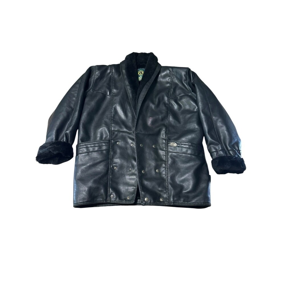 VTG F.G.A. Alta Moda Made In Italy Leather Shearling Lined Coat Jacket XL XXL